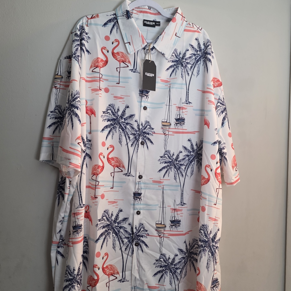 Flamingo and Palm Tree Shirt 5XLT Eleven Oasis